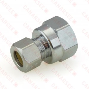 3/8" OD No Tube Stop x 1/2" FIP Threaded Compression Adapter, Chrome Plated, Lead-Free