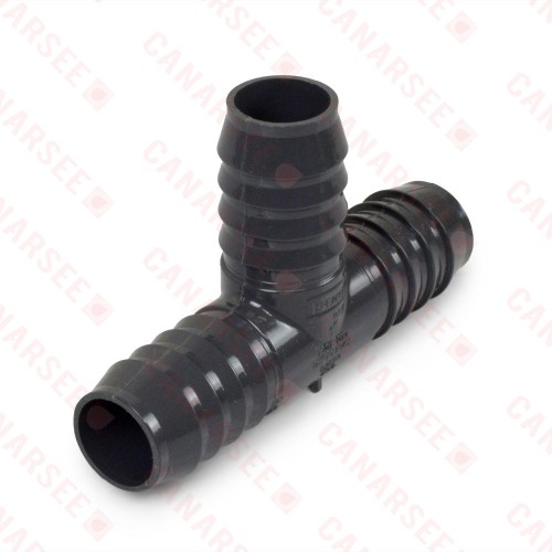 1" Barbed Insert PVC Tee, Sch 40, Gray