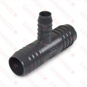 1-1/4" x 1-1/4" x 3/4" Barbed Insert PVC Reducing Tee, Sch 40, Gray