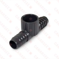 1" Barbed Insert x 1" Socket (Hub) PVC Adapter Tee, Sch 40, Gray