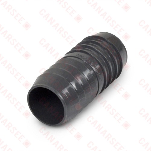 1-1/2" Barbed Insert PVC Coupling, Sch 40, Gray