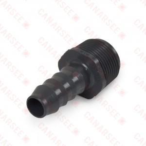 1/2" Barbed Insert x 3/4" Male NPT Threaded PVC Reducing Adapter, Sch 40, Gray