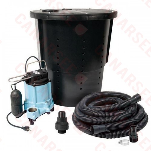 Crawl Space Sump Pump Kit w/ 18” x 22” basin, 1/3HP Sump Pump, 25' cord, 24' Drain Hose & Check Valve, 115V