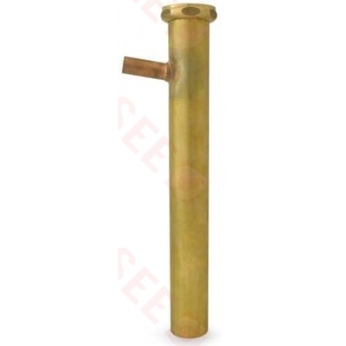 1-1/2" x 12", 17GA, Flanged Dishwasher Tailpiece w/ 5/8" OD Outlet, Rough Brass, w/ Solid Brass Nut