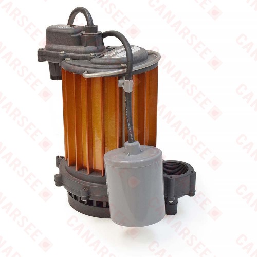Automatic Sump Pump w/ Piggyback Wide Angle Float Switch, 25'' cord, 1/3 HP, 115V