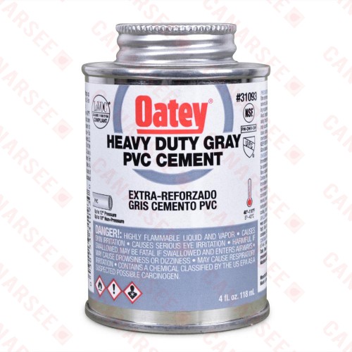 4 oz Heavy-Duty PVC Cement w/ Dauber, Gray
