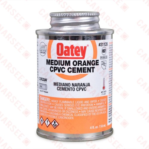 4 oz Medium-Body CPVC Cement w/ Dauber, Orange 4 oz Medium-Body CPVC Cement w/ Dauber, Orange