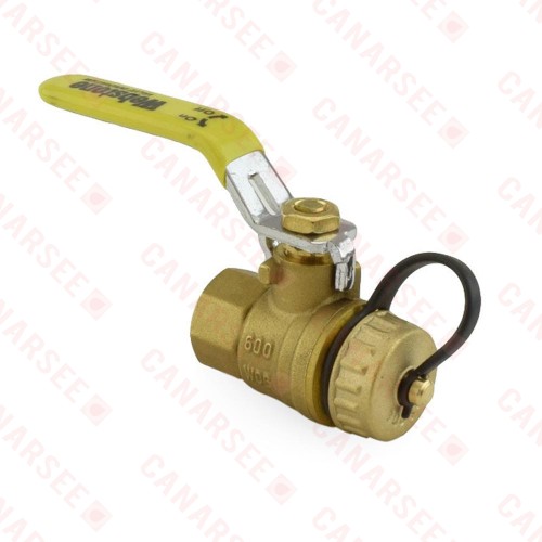 1/2” FIP x 3/4” Garden Hose Brass Ball Valve, Full Port (Lead-Free)