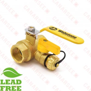 Webstone Valves 40614W 1 inch Brass Ball Valve w/ Hose Drain, NPT Threaded, Full Port (Lead-Free)