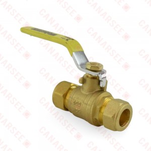 1/2” Compression (5/8” OD) Brass Ball Valve, Full Port (Lead-Free)