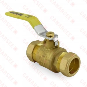 1” Compression (1-1/8” OD) Brass Ball Valve, Full Port (Lead-Free) 