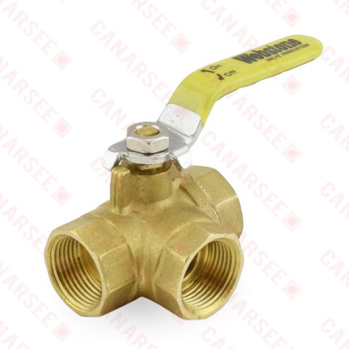 3/4” Threaded 3-Way Ball Valve, Full Port