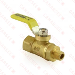 1/4” FIP x 1/8” MIP Threaded Brass Ball Valve, Full Port 