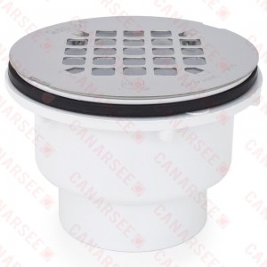 2" Hub, Solvent Weld PVC Shower Base/Module Drain w/ Snap-in Strainer, Receptor Base