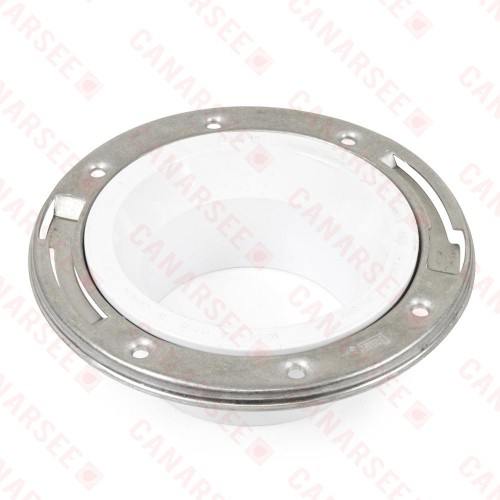 3" Hub x 4" Inside Fit, Fast Set PVC Closet Flange w/ St. Steel Ring