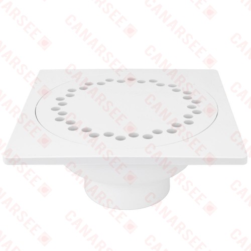 PVC 6" x 6" Bell Trap Square Floor Drain, 1-1/2" Hub x 2" Inside Fit