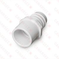 1-1/4" Barbed Insert x 1-1/4" Spigot (1" Socket) Nesting PVC Adapter, Sch 40, White