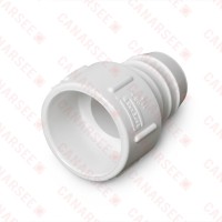 1-1/4" Barbed Insert x 1-1/4" Socket PVC Adapter, Sch 40, White