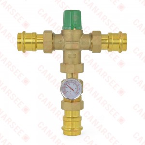 1" Union Press Mixing Valve w/ Temperature Gauge (Lead-Free), 85-175F