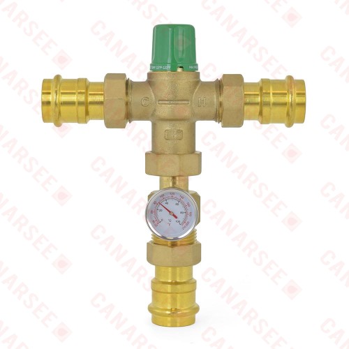 1" Union Press Mixing Valve w/ Temperature Gauge (Lead-Free), 85-175F