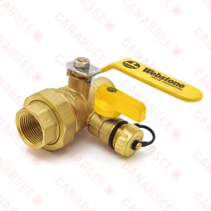 1” Sweat x NPT Threaded Union Ball Valve w/ Hose Drain, Full Port
