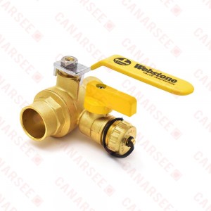 1" Sweat (Solder) Brass Ball Valve w/ Hose Drain, Full Port
