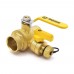 1-1/4" Sweat (Solder) Brass Ball Valve w/ Hose Drain, Full Port