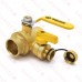 1-1/4" Sweat (Solder) Brass Ball Valve w/ Hose Drain, Full Port