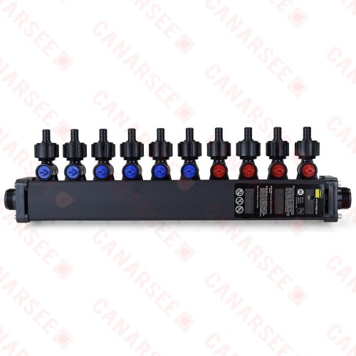10-Port MiniBloc 1/2" PEX Crimp PolyAlloy Dual Manifold, (4) Hot  (6) Cold