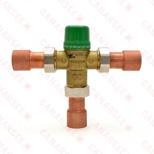 Taco 1” Union Sweat Mixing Valve (Lead-Free), ASSE 1070, 85F-120F