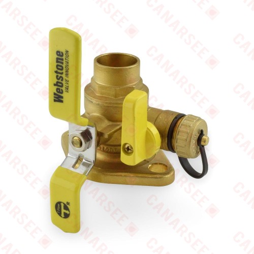 1" Sweat Isolator Flange Valve w/ Drain & Rotating Flange