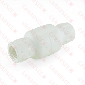 1/2” PVC Spring Check Valve, FPT Threaded, Sch. 40/80
