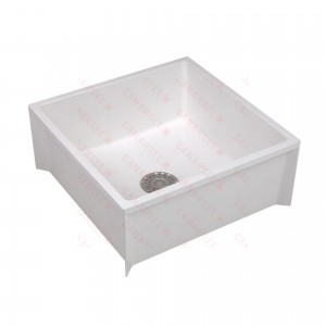 24" x 24" x 10" Floor Mop Sink/Basin, DuraStone Fiberglass, Flock White