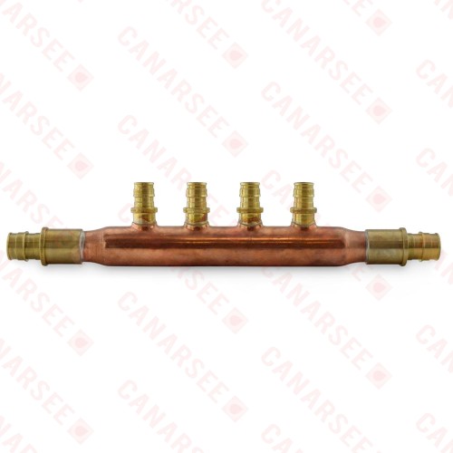 4-branch 1/2” PEX-A Copper Manifold, 3/4” PEX x Open, LF