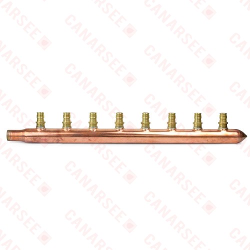 8-branch 1/2" PEX-A (F1960) Copper Manifold, 3/4" Male Sweat x Closed, LF