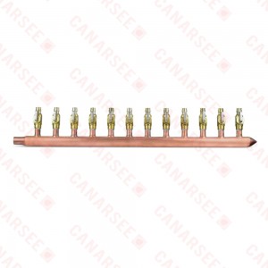 12-branch Copper Manifold w/ 1/2" PEX-A (F1960) Valves, 3/4" Male Sweat x Closed, Right-hand, LF