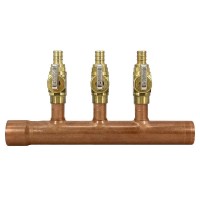 Sioux Chief 672XV0342 3-Branch Manifold, 1" Female Sweat x 1/2" PEX Valves x Male Sweat