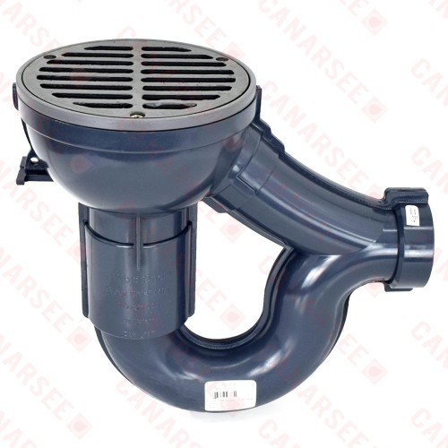 WeldOne 2" PVC Integral Trap Floor Drain w/ Round Ductile Iron Strainer & Ring