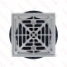 Square PVC Shower Tile/Pan Drain w/ Matte St. Steel Strainer, 2" Hub x 3" Inside Fit (less test plug)