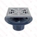 Square PVC Shower Tile/Pan Drain w/ Matte St. Steel Strainer, 2" Hub x 3" Inside Fit (less test plug)