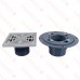 Square PVC Shower Tile/Pan Drain w/ Matte St. Steel Strainer, 2" Hub x 3" Inside Fit (less test plug)