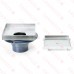 Square Tile-in PVC Shower Pan Drain w/ 5" x 5" St. Steel Tile Insert Grate, 2" Hub (less test plug)