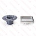 Square Tile-in PVC Shower Pan Drain w/ 5" x 5" St. Steel Tile Insert Grate, 2" Hub (less test plug)