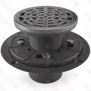 Round Tile-in PVC Shower Pan Drain w/ Screw-on Polished Steel Strainer & Ring, 2" Hub x 3" Inside Fit