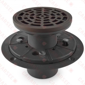 Round Tile-in PVC Shower Pan Drain w/ Screw-on Oil Rubbed Bronze Strainer & Ring, 2" Hub x 3" Inside Fit