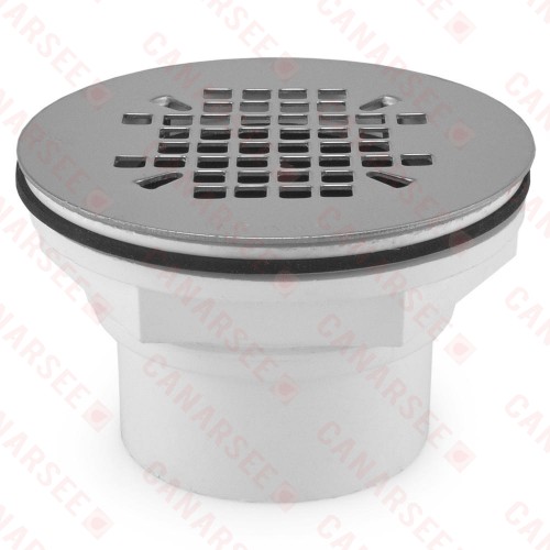 2" Hub PVC, Shower Module Drain (Slip-Fit or Solvent Weld) w/ Snap-in Strainer