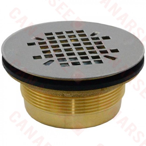 2" Hub, Brass Shower Module Drain (Slip-Fit) w/ Snap-in Strainer