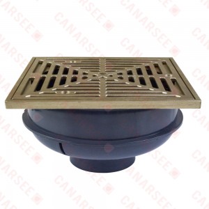 QuadDrain Square Floor Drain w/ Nickel Bronze Strainer & Ring, PVC 2" Hub x 3" Inside Fit