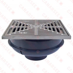 QuadDrain Square Floor Drain w/ Stainless Steel Strainer & Ring, PVC 2" Hub x 3" Inside Fit