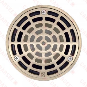 PVC Floor Drain, Round, Nickel Bronze, PVC 3" Hub × 4" Inside Fit